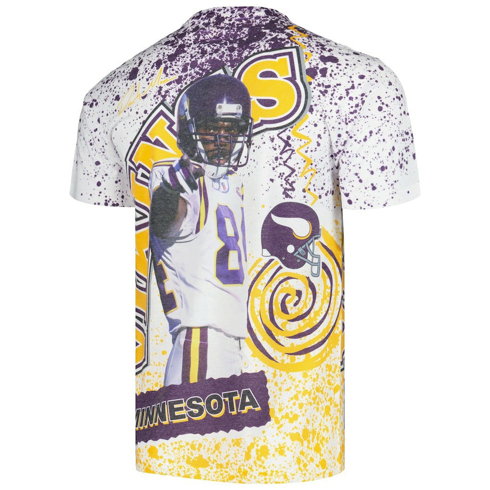 Randy Moss Minnesota Vikings Retired Player Name & Number Burst T-Shirt White | Mitchell & Ness