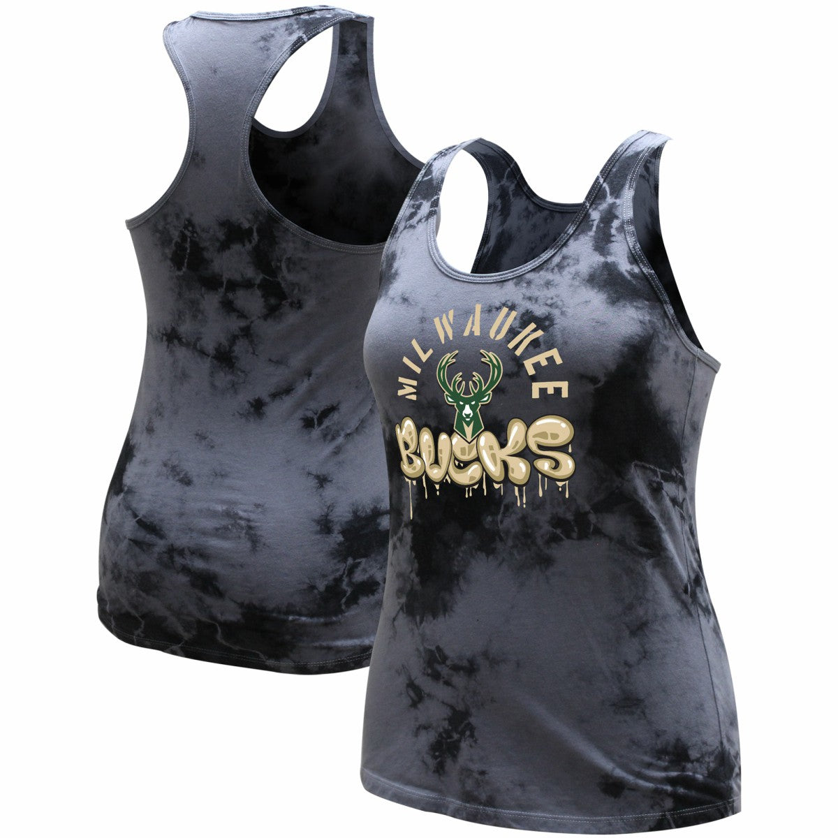 Milwaukee Bucks Stadium Essentials Women's Street Art Dark Crystal Washed Tank Top Charcoal - NBA