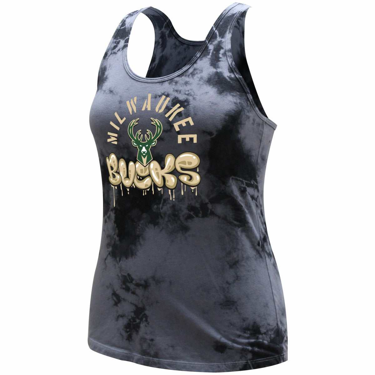 Milwaukee Bucks Stadium Essentials Women's Street Art Dark Crystal Washed Tank Top Charcoal - NBA