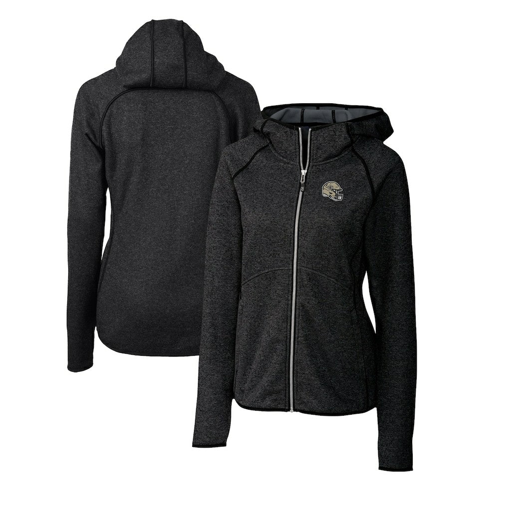 New Orleans Saints Cutter & Buck Women's Helmet Logo Mainsail Sweater-Knit Full-Zip Hoodie Charcoal | NFL
