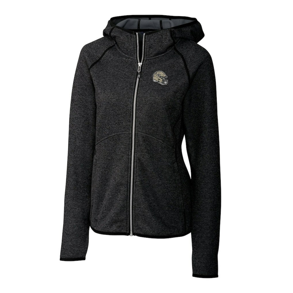 New Orleans Saints Cutter & Buck Women's Helmet Logo Mainsail Sweater-Knit Full-Zip Hoodie Charcoal | NFL