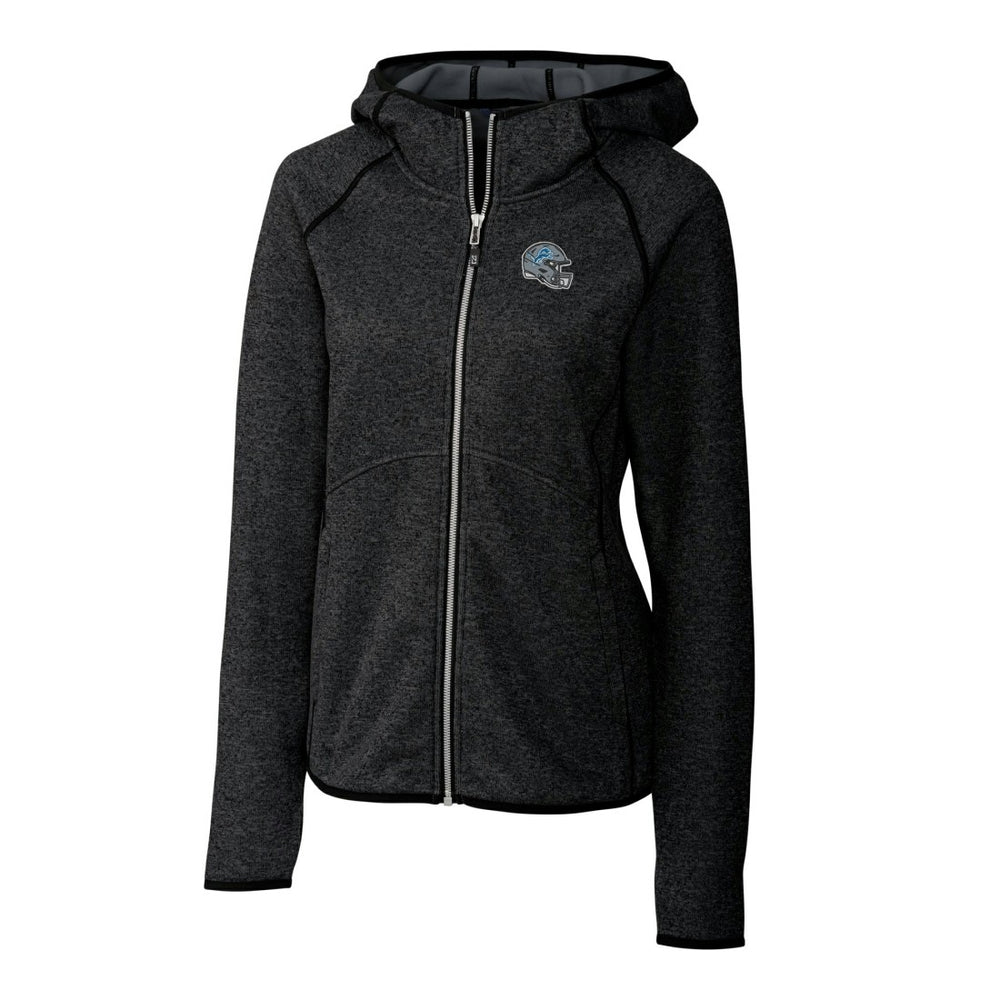 Detroit Lions Cutter & Buck Women's Helmet Logo Mainsail Sweater-Knit Full-Zip Hoodie Charcoal | NFL
