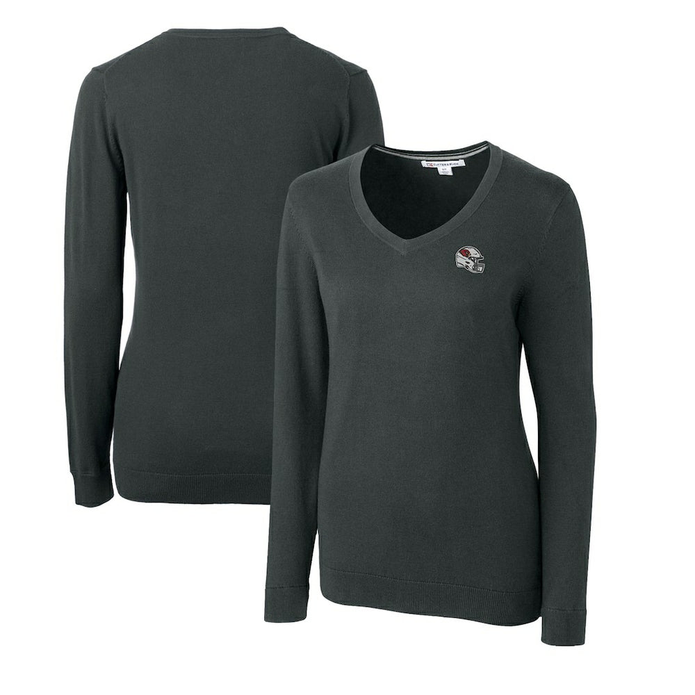 Arizona Cardinals Cutter & Buck Women's Helmet Logo Lakemont Tri-Blend V-Neck Pullover Sweater Charcoal | NFL
