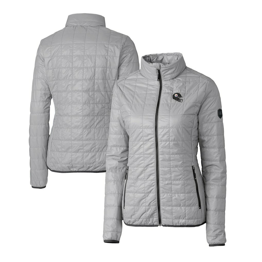 Pittsburgh Steelers Cutter & Buck Women's Helmet Logo Rainier PrimaLoft Eco Insulated Full-Zip Puffer Jacket Gray | NFL