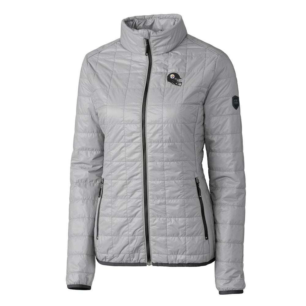 Pittsburgh Steelers Cutter & Buck Women's Helmet Logo Rainier PrimaLoft Eco Insulated Full-Zip Puffer Jacket Gray | NFL