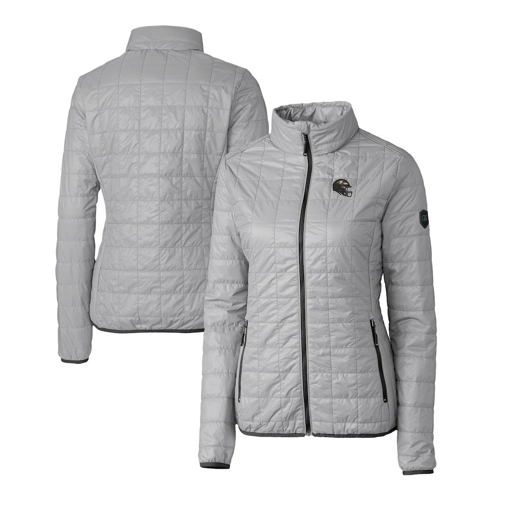 Baltimore Ravens Cutter & Buck Women's Helmet Logo Rainier PrimaLoft Eco Insulated Full-Zip Puffer Jacket Gray | NFL