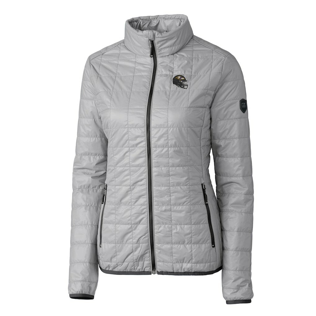 Baltimore Ravens Cutter & Buck Women's Helmet Logo Rainier PrimaLoft Eco Insulated Full-Zip Puffer Jacket Gray | NFL