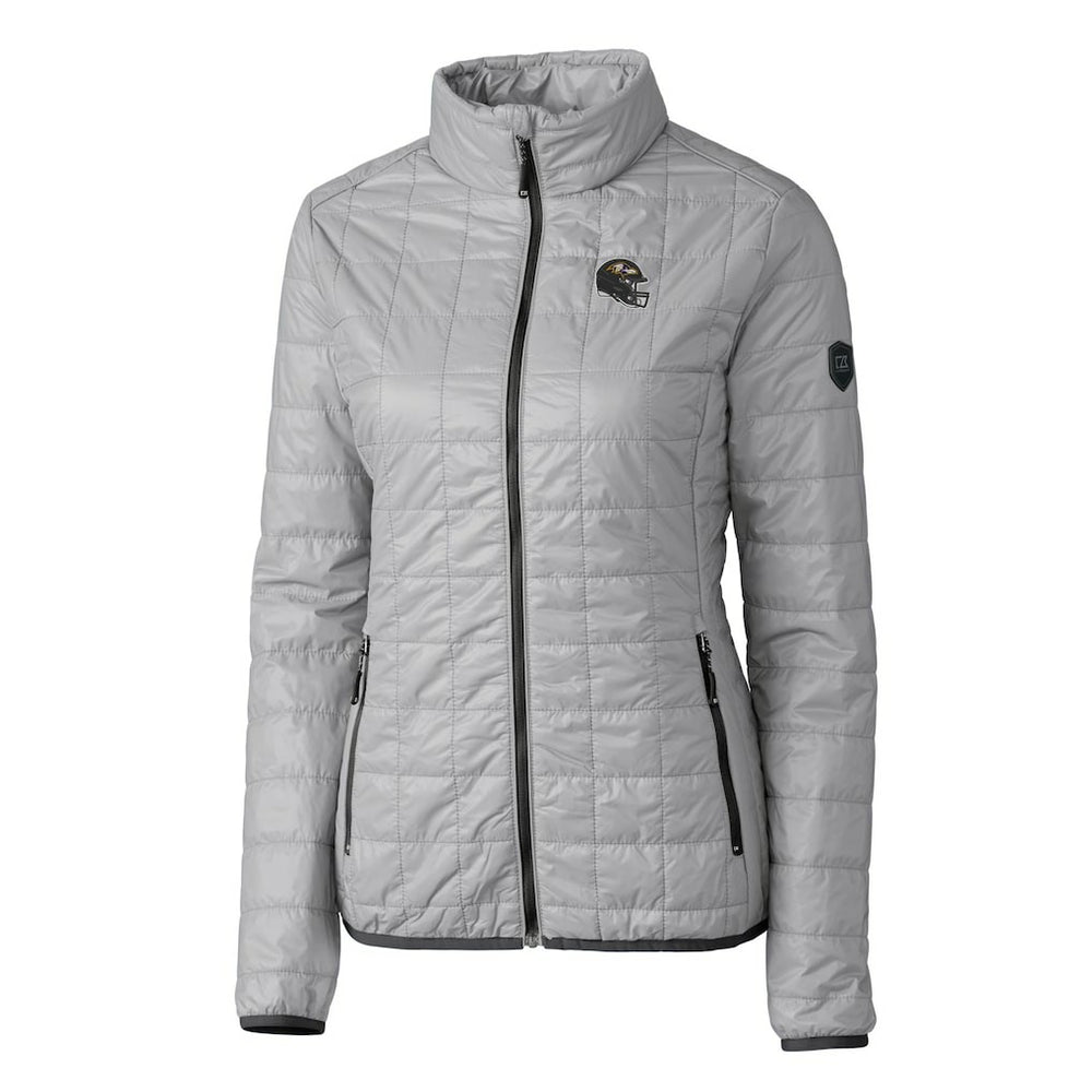 Baltimore Ravens Cutter & Buck Women's Helmet Logo Rainier PrimaLoft Eco Insulated Full-Zip Puffer Jacket Gray | NFL