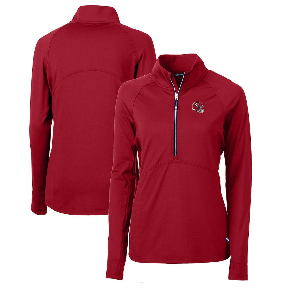 Kansas City Chiefs Cutter & Buck Women's Helmet Logo Adapt Eco Knit Stretch Recycled Half-Zip Pullover Top Red | NFL