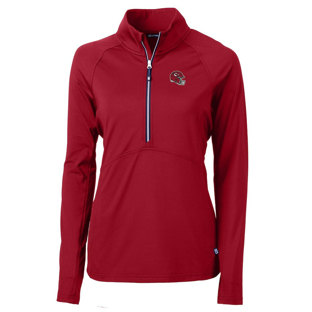 Kansas City Chiefs Cutter & Buck Women's Helmet Logo Adapt Eco Knit Stretch Recycled Half-Zip Pullover Top Red | NFL