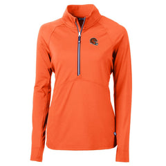 Cincinnati Bengals Cutter & Buck Women's Helmet Logo Adapt Eco Knit Stretch Recycled Half-Zip Pullover Top Orange | NFL