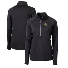 Green Bay Packers Cutter & Buck Women's Helmet Logo Adapt Eco Knit Stretch Recycled Half-Zip Pullover Top Black | NFL