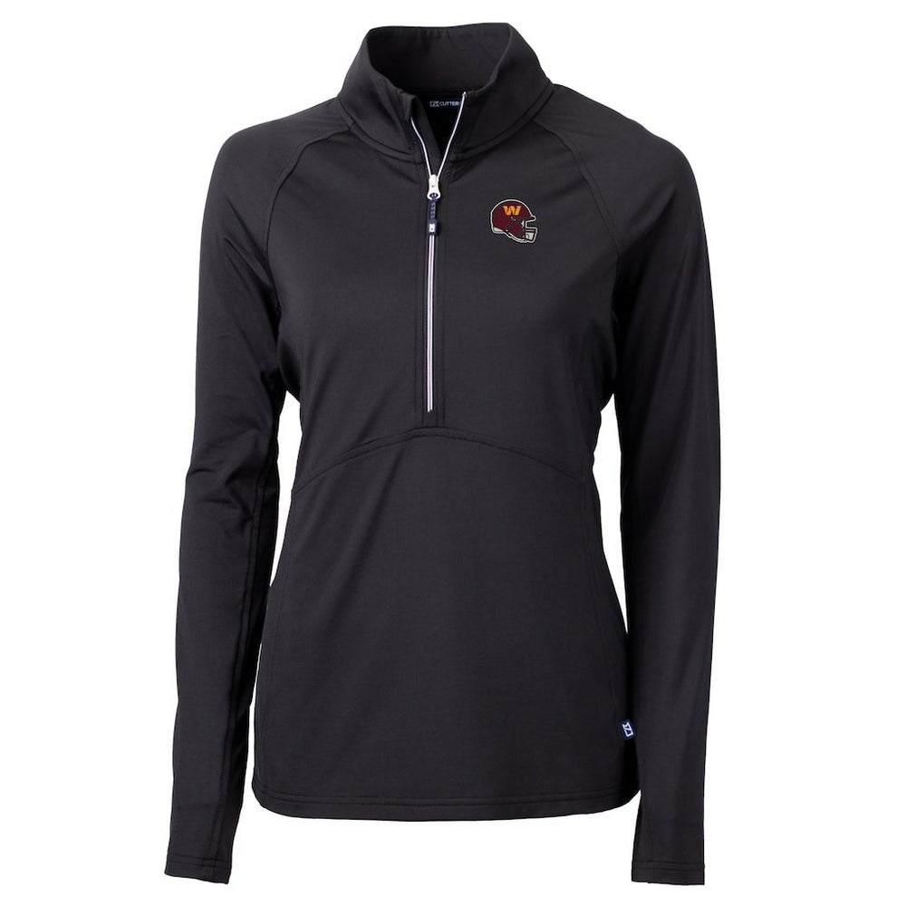 Washington Commanders Cutter & Buck Women's Helmet Logo Adapt Eco Knit Stretch Recycled Half-Zip Pullover Top Black | NFL