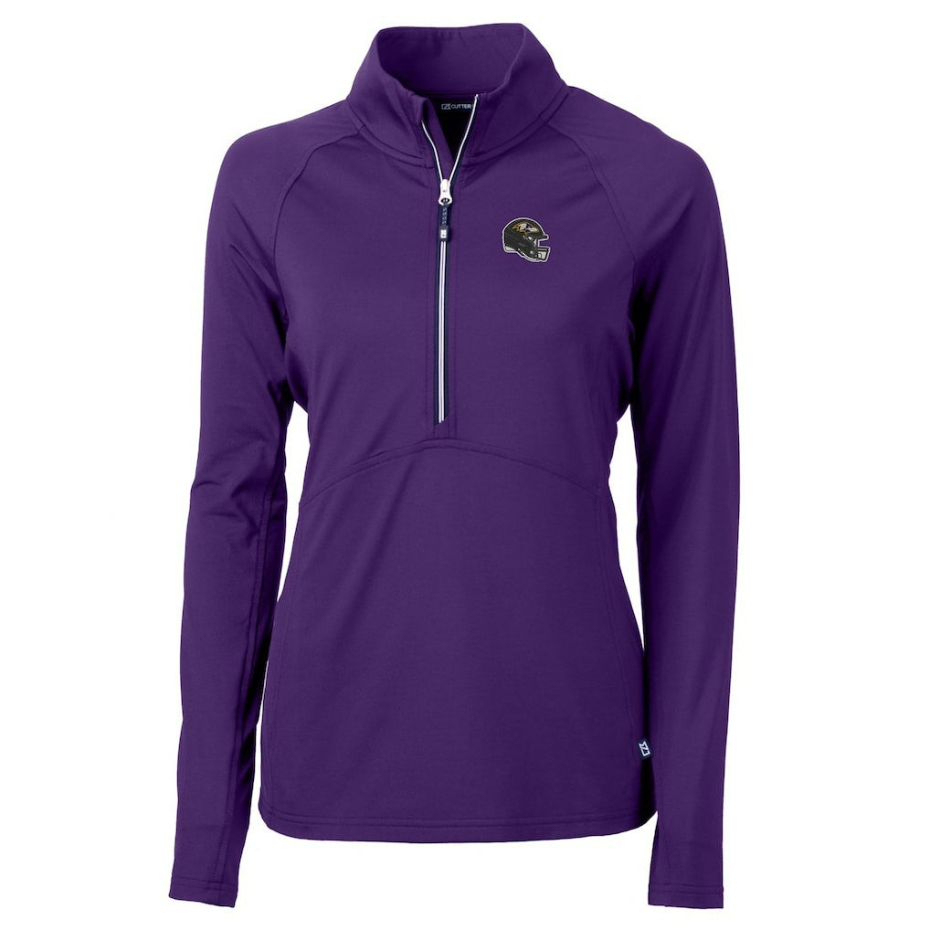 Baltimore Ravens Cutter & Buck Women's Helmet Logo Adapt Eco Knit Stretch Recycled Half-Zip Pullover Top Purple | NFL