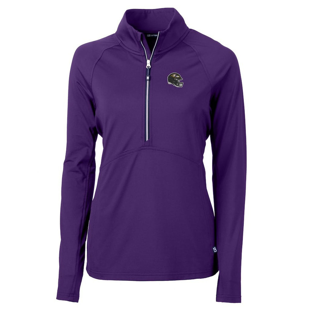 Baltimore Ravens Cutter & Buck Women's Helmet Logo Adapt Eco Knit Stretch Recycled Half-Zip Pullover Top Purple | NFL