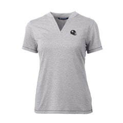 Pittsburgh Steelers Cutter & Buck Women's Helmet Logo DryTec Forge Stretch V-Neck Blade Top Heather Gray | NFL