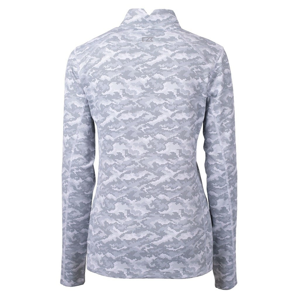 New Orleans Saints Cutter & Buck Women's Helmet Logo Traverse Camo Print Stretch Quarter-Zip Pullover Top Charcoal | NFL