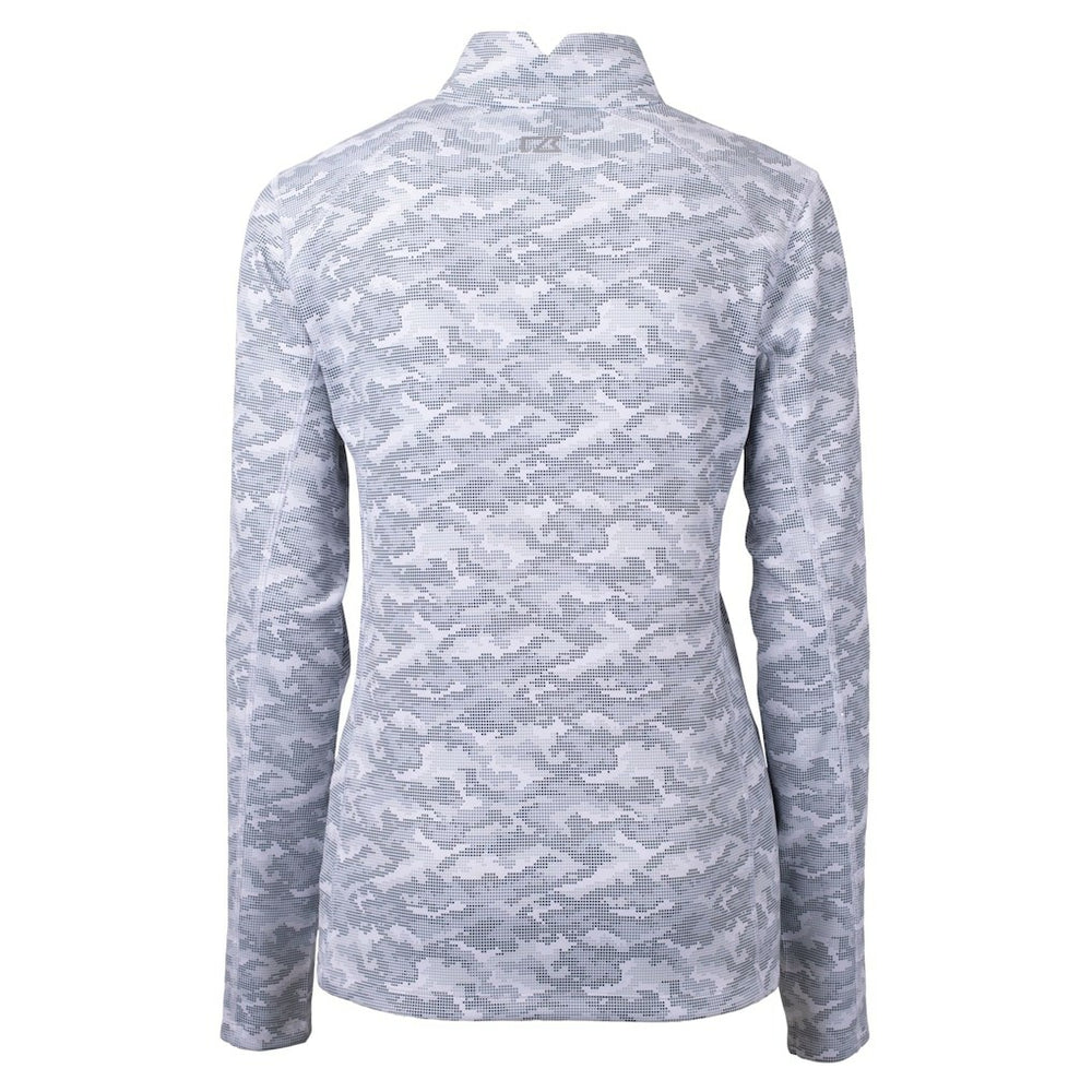 New Orleans Saints Cutter & Buck Women's Helmet Logo Traverse Camo Print Stretch Quarter-Zip Pullover Top Charcoal | NFL