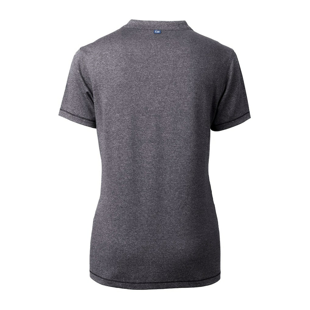 Jacksonville Jaguars Cutter & Buck Women's Helmet Logo DryTec Forge Stretch V-Neck Blade Top Heather Charcoal | NFL