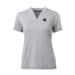 Jacksonville Jaguars Cutter & Buck Women's Helmet Logo DryTec Forge Stretch V-Neck Blade Top Heather Gray | NFL