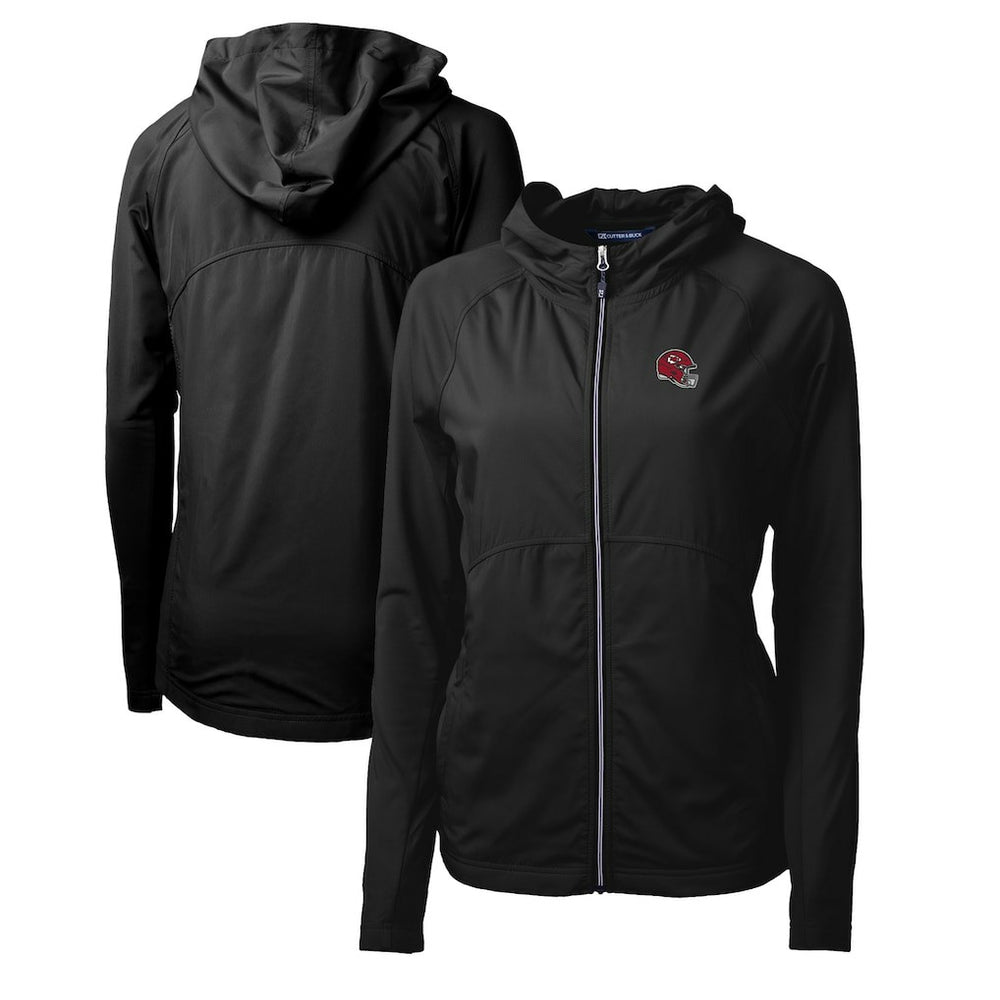Kansas City Chiefs Cutter & Buck Women's Helmet Logo Adapt Eco Knit Hybrid Recycled Full-Zip Hoodie Black | NFL