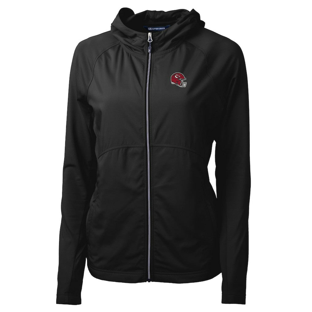 Kansas City Chiefs Cutter & Buck Women's Helmet Logo Adapt Eco Knit Hybrid Recycled Full-Zip Hoodie Black | NFL