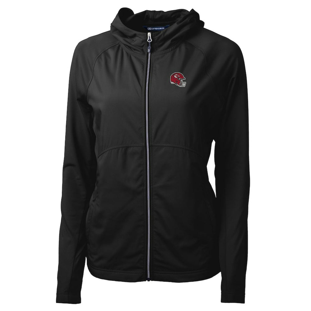 Kansas City Chiefs Cutter & Buck Women's Helmet Logo Adapt Eco Knit Hybrid Recycled Full-Zip Hoodie Black | NFL