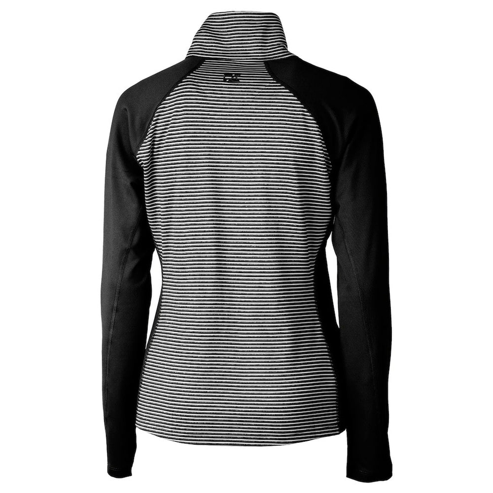 Cincinnati Bengals Cutter & Buck Women's Helmet Logo DryTec Forge Tonal Stripe Stretch Half-Zip Top Black | NFL