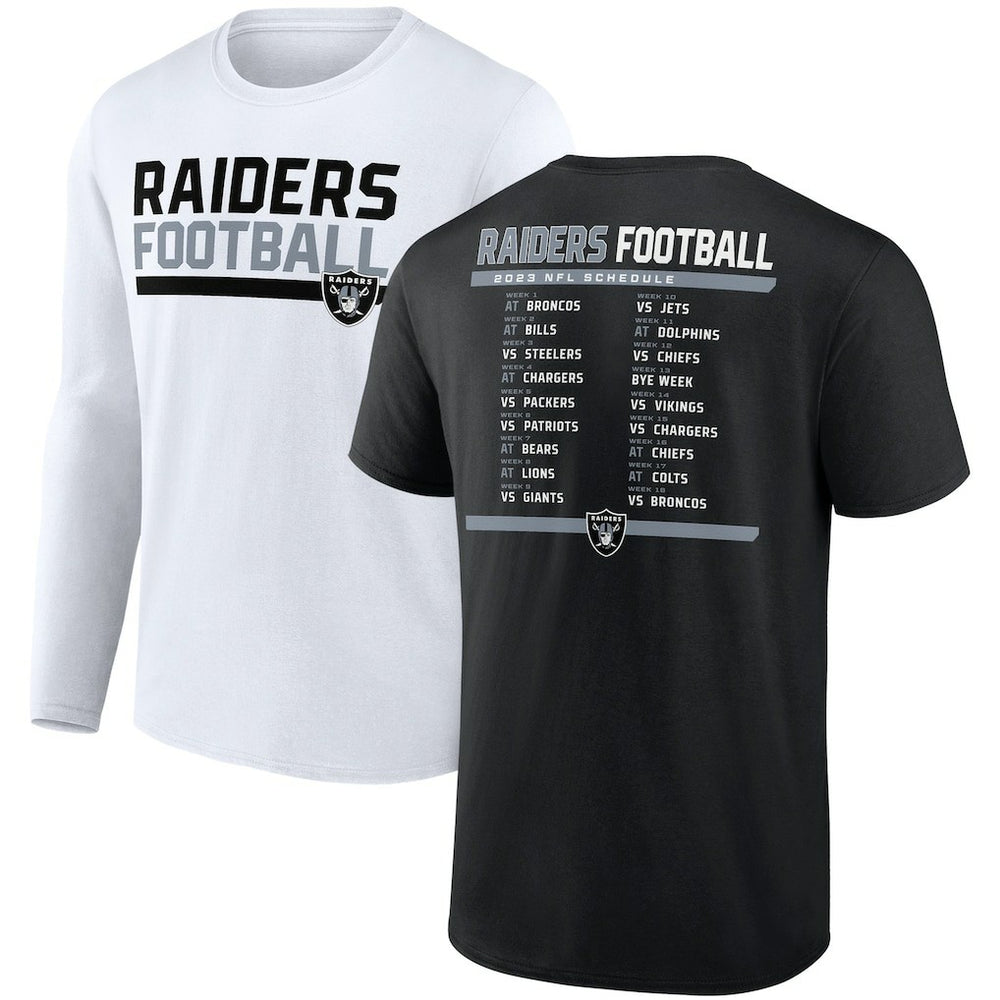 Las Vegas Raiders Two-Pack 2023 Schedule T-Shirt Combo Set Black/White | Fanatics