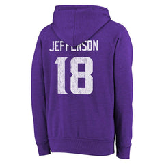 Justin Jefferson Minnesota Vikings Majestic Threads Name & Number Tri-Blend Pullover Hoodie Purple | NFL