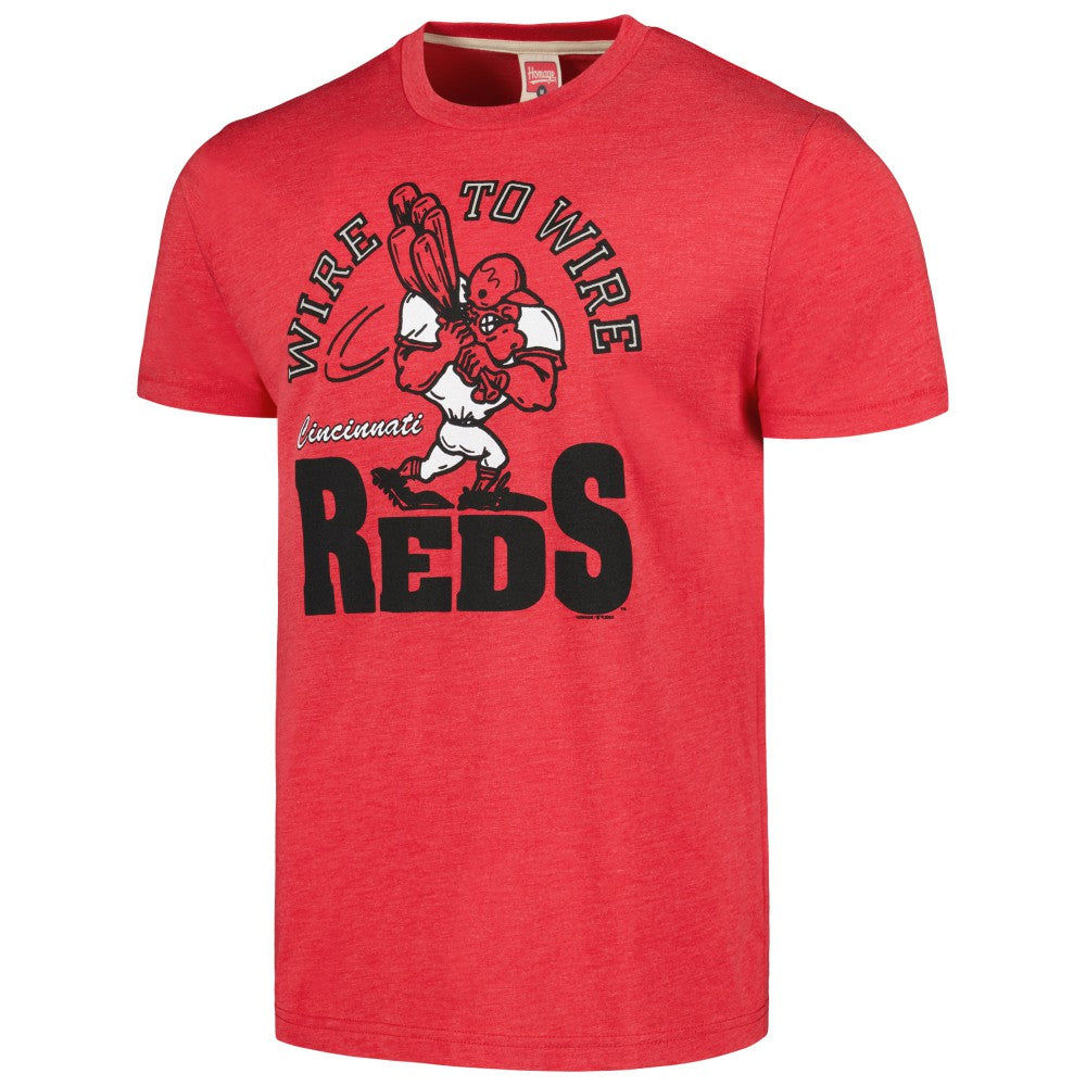 Cincinnati Reds Homage Doodle Collection Wire to Wire Tri-Blend T-Shirt - MLB