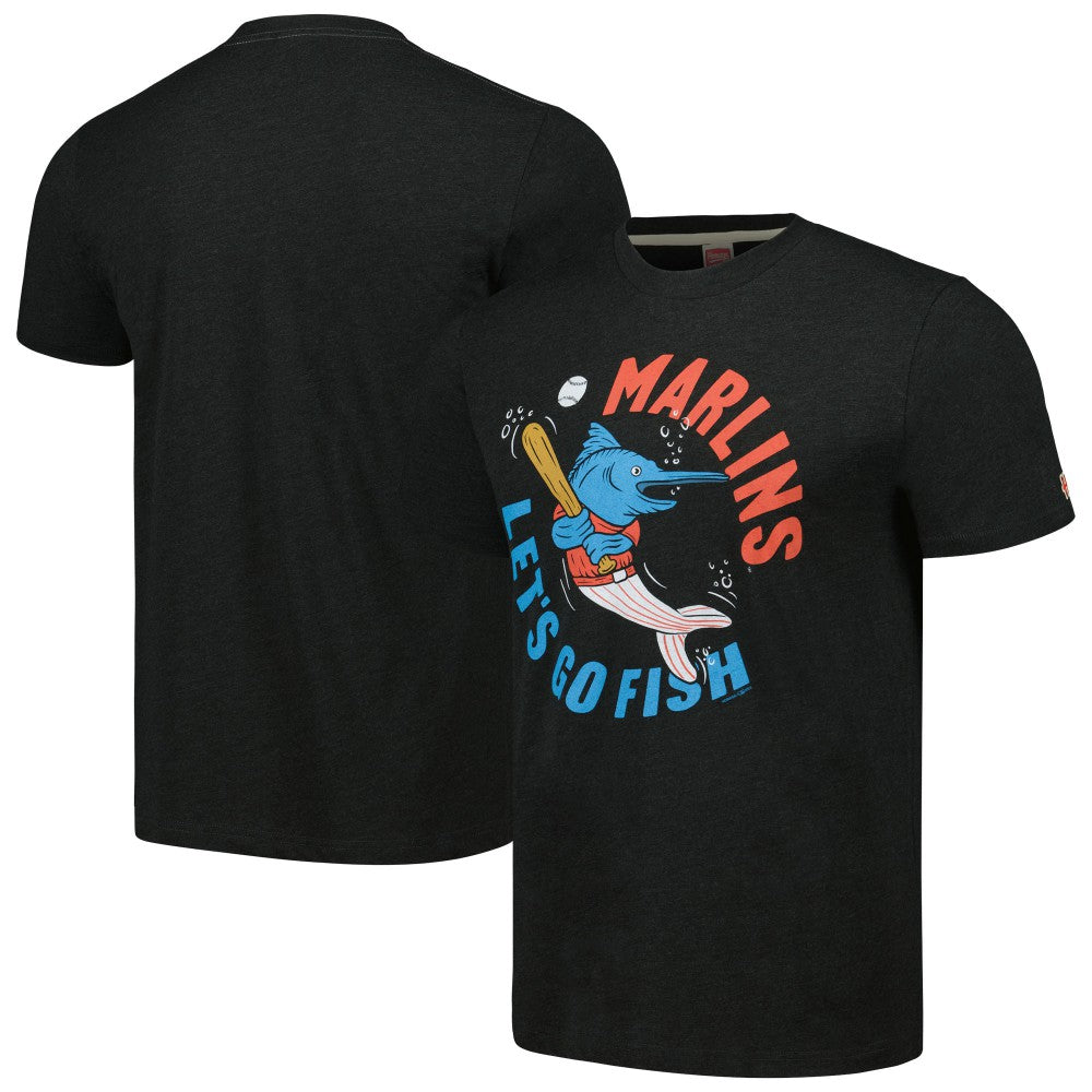 Miami Marlins Homage Doodle Collection Let's Go Fish Tri-Blend T-Shirt - MLB