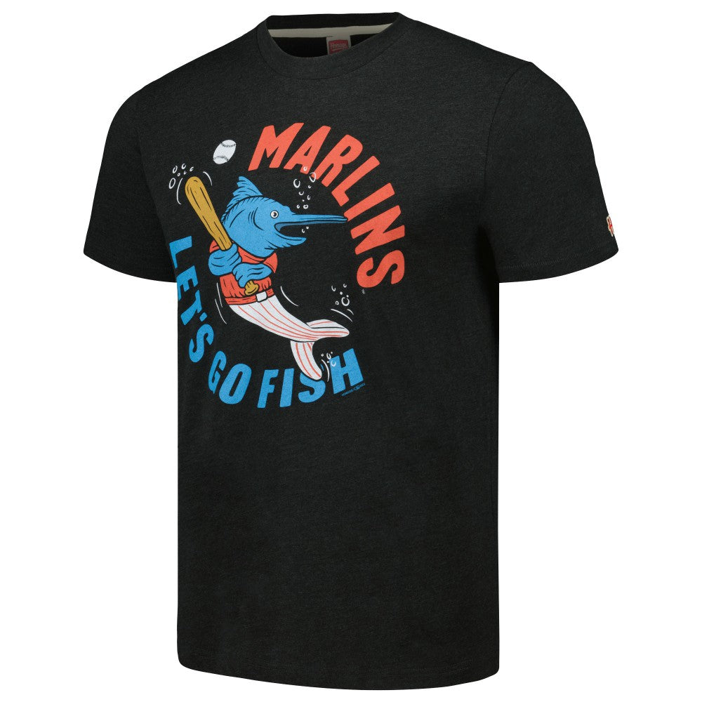 Miami Marlins Homage Doodle Collection Let's Go Fish Tri-Blend T-Shirt - MLB
