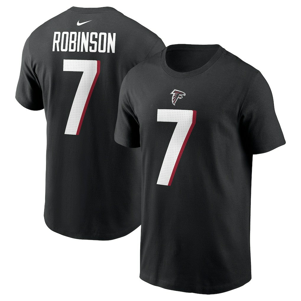 Bijan Robinson Atlanta Falcons Player Name & Number T-Shirt Black | Nike for Sale