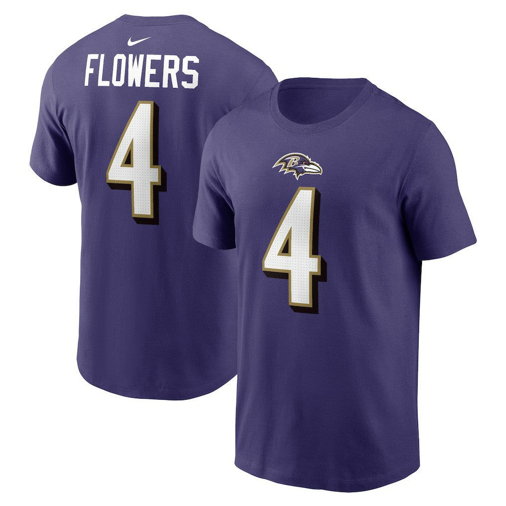 Zay Flowers Baltimore Ravens Player Name & Number T-Shirt Purple | Nike for Sale