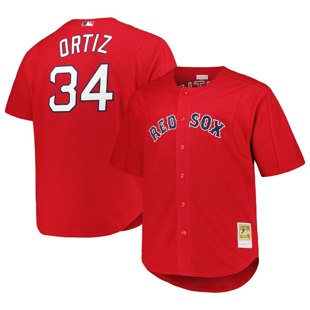 David Ortiz Boston Red Sox Mitchell & Ness Big & Tall Cooperstown Mesh Batting Practice Jersey - MLB