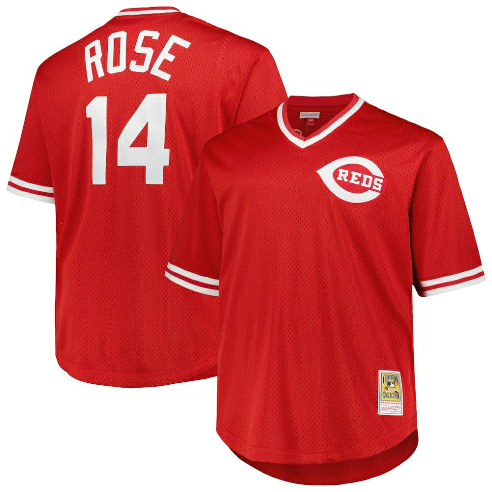 Pete Rose Cincinnati Reds Mitchell & Ness 1984 Cooperstown Collection Mesh Pullover Jersey - MLB