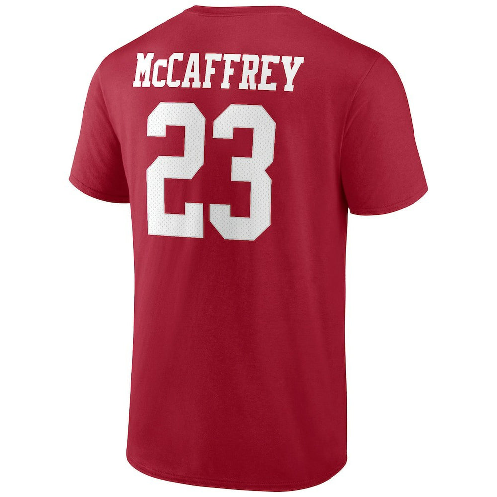 Christian McCaffrey San Francisco 49ers Player Icon Name & Number T-Shirt Scarlet | Fanatics