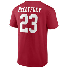 Christian McCaffrey San Francisco 49ers Player Icon Name & Number T-Shirt Scarlet | Fanatics
