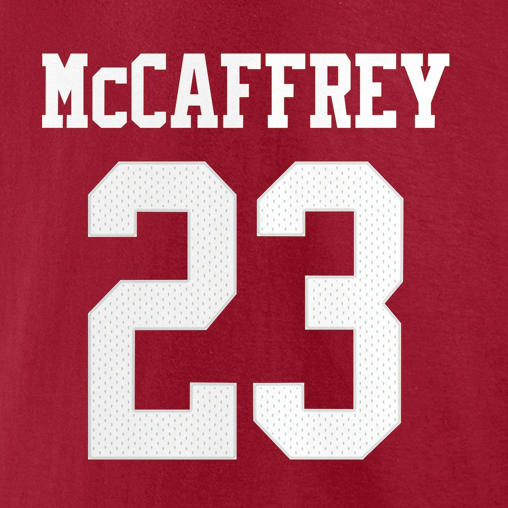 Christian McCaffrey San Francisco 49ers Player Icon Name & Number T-Shirt Scarlet | Fanatics