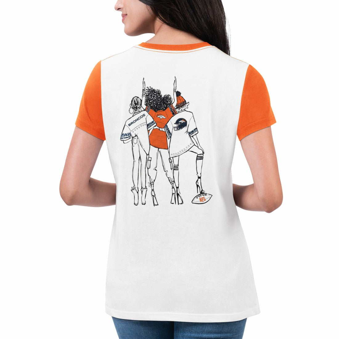 Denver Broncos G-III 4Her by Carl Banks Women's Fashion Illustration T-Shirt White/Orange | NFL