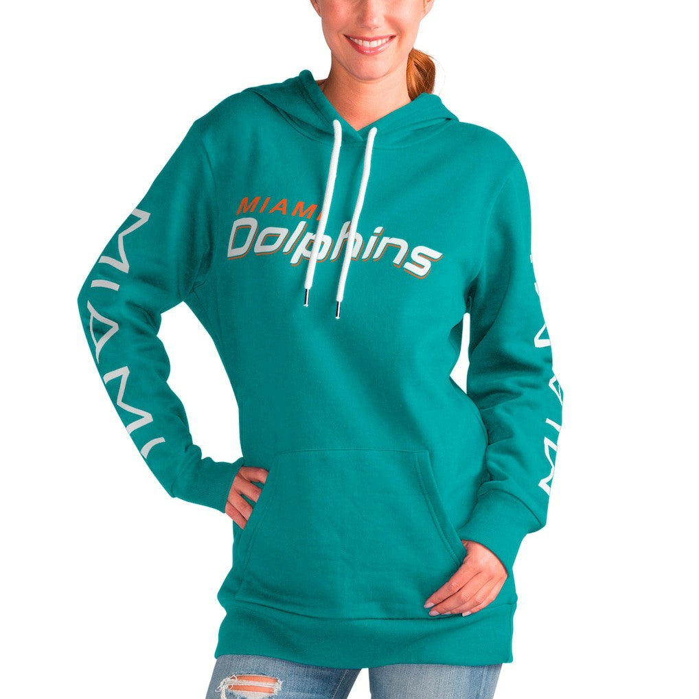Miami Dolphins G-III 4Her by Carl Banks Women's Extra Inning Pullover Hoodie Aqua | NFL