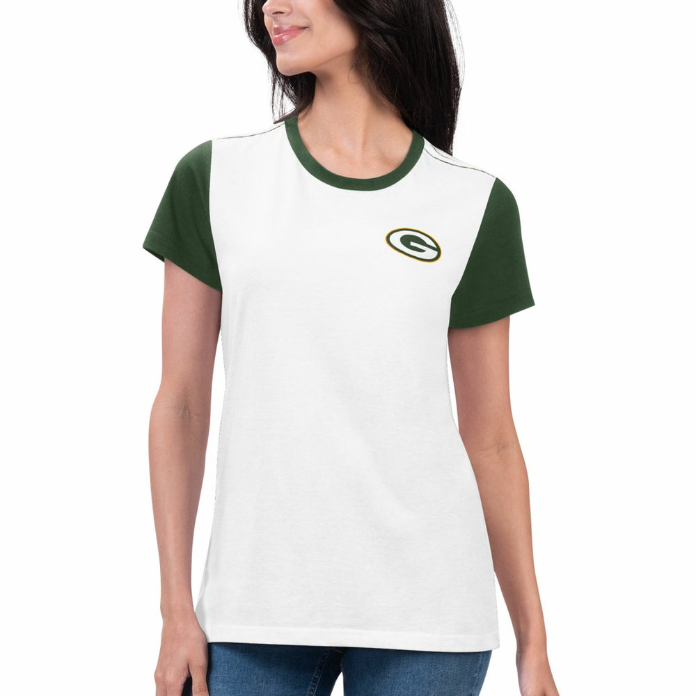 Green Bay Packers G-III 4Her by Carl Banks Women's Fashion Illustration T-Shirt White/Green | NFL