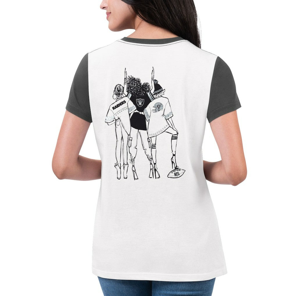 Las Vegas Raiders G-III 4Her by Carl Banks Women's Fashion Illustration T-Shirt White/Black | NFL