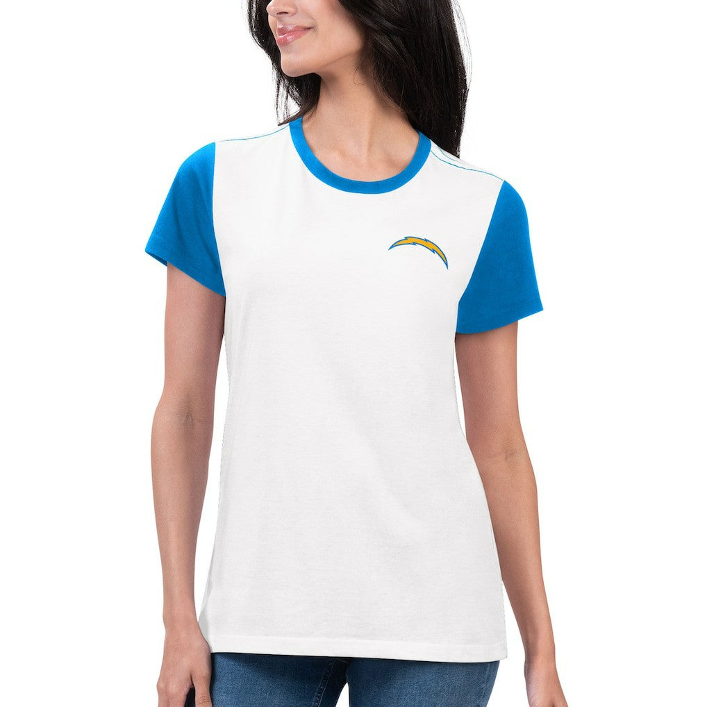 Los Angeles Chargers G-III 4Her by Carl Banks Women's Fashion Illustration T-Shirt White/Powder Blue | NFL