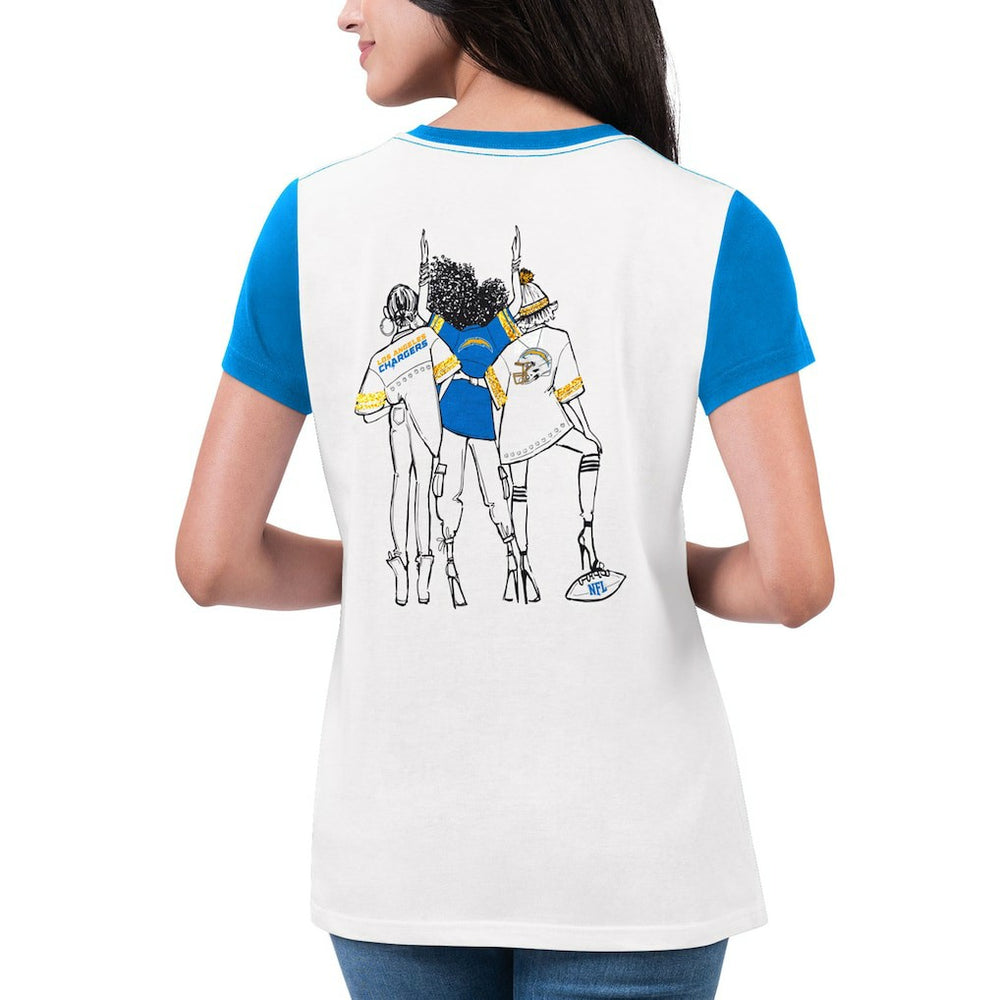 Los Angeles Chargers G-III 4Her by Carl Banks Women's Fashion Illustration T-Shirt White/Powder Blue | NFL