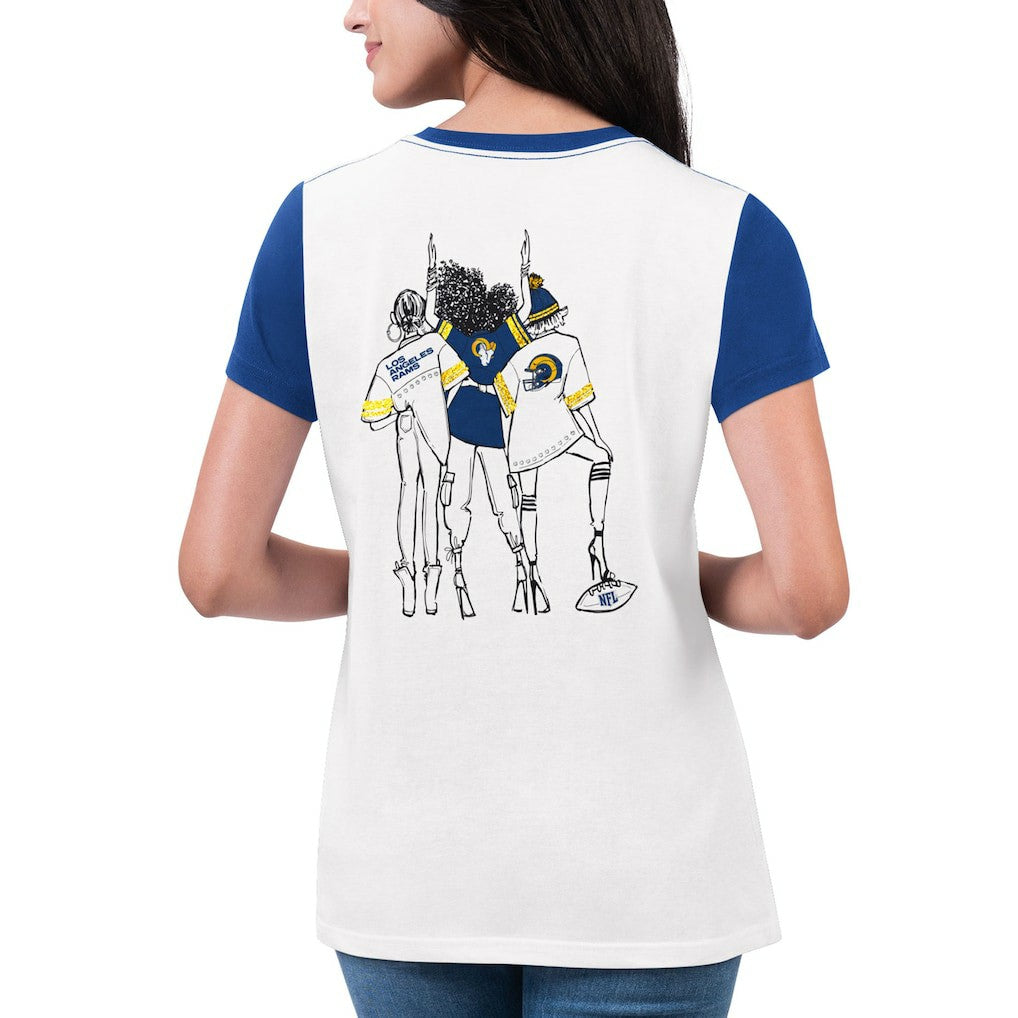 Los Angeles Rams G-III 4Her by Carl Banks Women's Fashion Illustration T-Shirt White/Royal | NFL