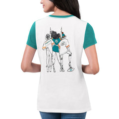 Miami Dolphins G-III 4Her by Carl Banks Women's Fashion Illustration T-Shirt White/Aqua | NFL