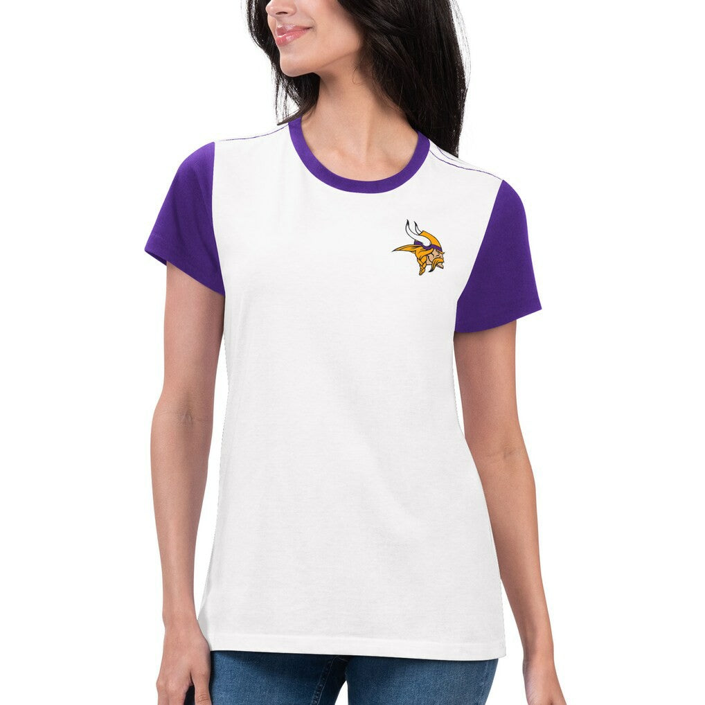 Minnesota Vikings G-III 4Her by Carl Banks Women's Fashion Illustration T-Shirt White/Purple | NFL