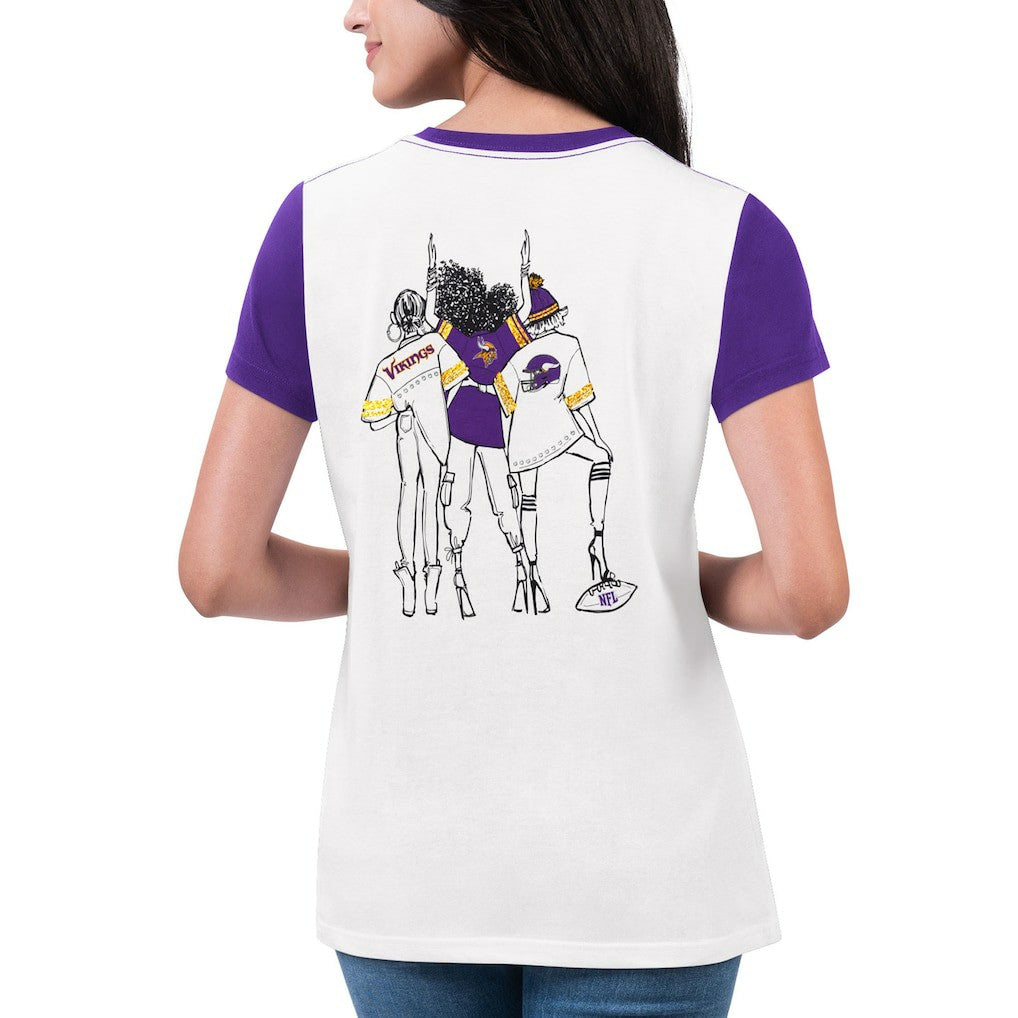 Minnesota Vikings G-III 4Her by Carl Banks Women's Fashion Illustration T-Shirt White/Purple | NFL